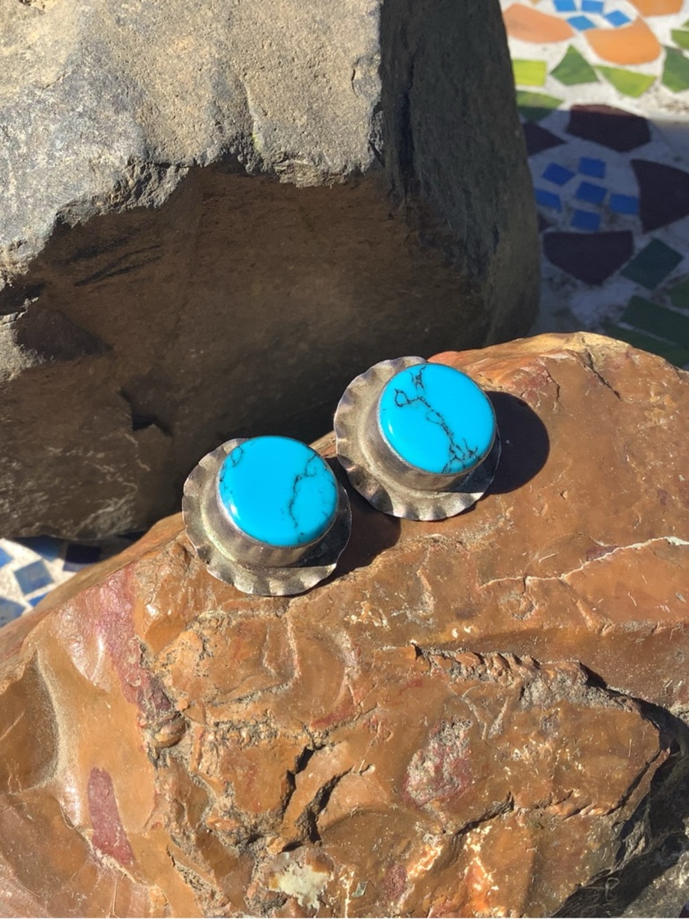 Taxco Turquoise Sterling Studs